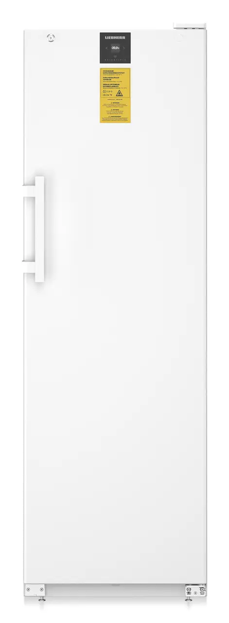 Produkt-Bild, Perspektive: gerade geschlossen leer, Laborgefriergerät mit zündquellenfreiem Innenraum, Gehäusefarbe: Weiß, Türfarbe: Weiß