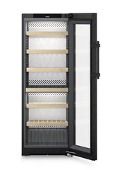 Изображение продукции, Перспектива: Прямо, с открытой дверцей, без продуктов, Винный шкаф с регулировкой температурного режима