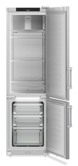 Product image, Perspective: straight open empty, Combined refrigerator-freezer, Casing colour: stainless steel, Door colour: stainless steel