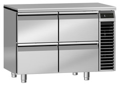 Product image, Perspective: oblique closed, Cooling counter with dynamic cooling, Casing colour: stainless steel, Door colour: stainless steel