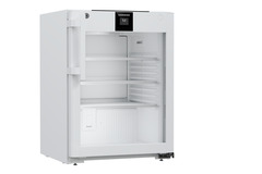 Produkt-Bild, Perspektive: schräg geschlossen leer, Laborkühlgerät mit Umluftkühlung, Gehäusefarbe: Weiß, Türfarbe: Weiß