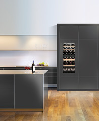 Product image, Perspective: milieu, Built-in multi-temperature wine cabinet, Casing colour: silver, Door colour: silver