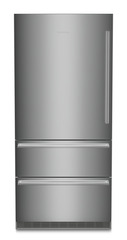 Product image, Perspective: straight closed, Fridge-freezer with NoFrost, Casing colour: stainless steel, Door colour: stainless steel