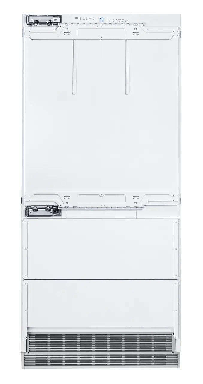 Product image, Perspective: straight closed, Combined refrigerator-freezer with NoFrost for integrated use