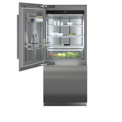 Product image, Perspective: straight open decorated, Combined refrigerator-freezer with BioFresh and NoFrost for integrated use, Casing colour: grey