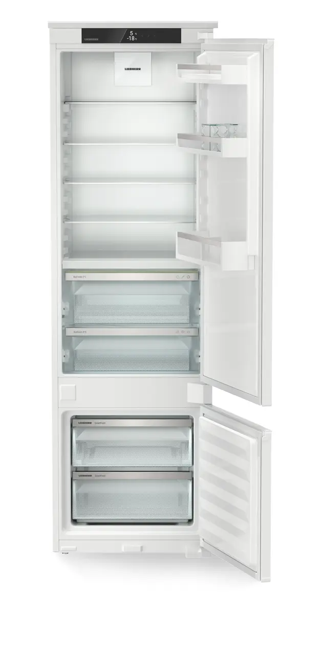 Produkt-Bild, Perspektive: gerade offen leer, Integrierbare Kühl-Gefrierkombination mit BioFresh und SmartFrost