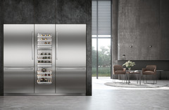 Product image, Perspective: milieu, Built-in multi-temperature wine cabinet, Casing colour: grey, Door colour: stainless steel