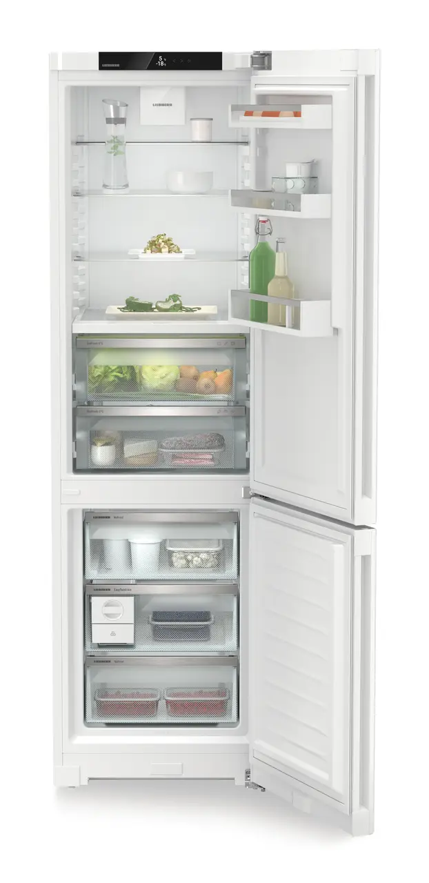Product image, Perspective: straight open decorated, Fridge-freezer with BioFresh and NoFrost, Casing colour: white, Door colour: white