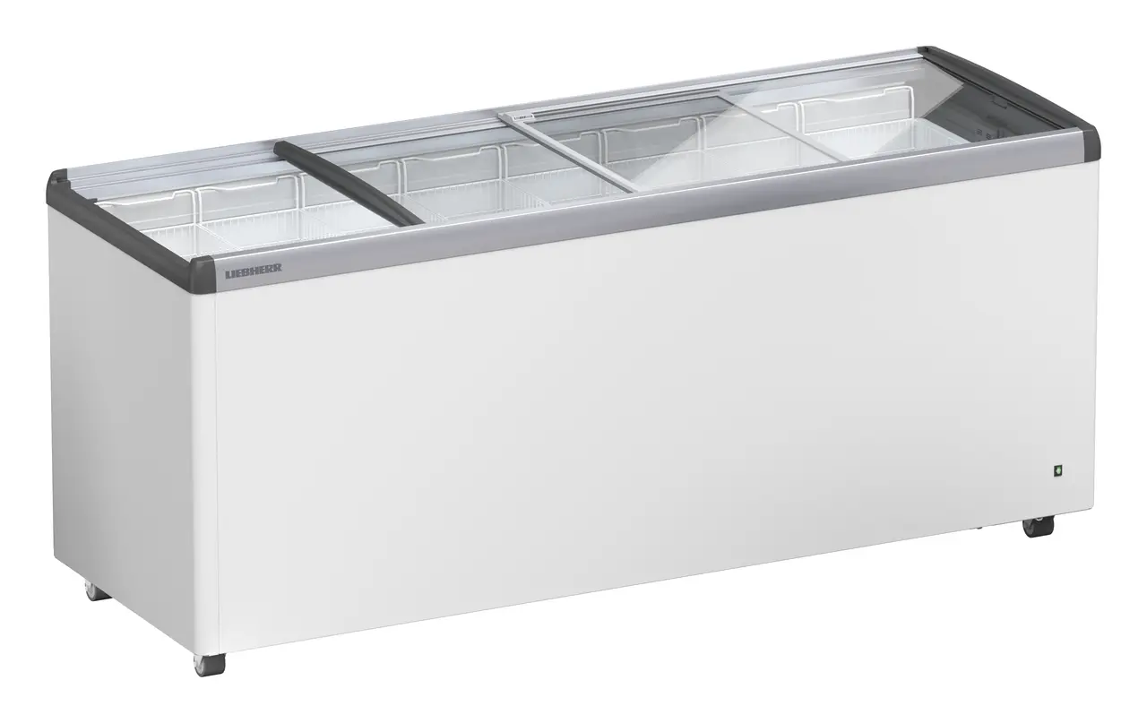 Product image, Perspective: oblique half-open empty, Ice-cream chest freezer, Casing colour: white
