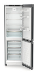 Product image, Perspective: straight open empty, Combined fridge-freezers with EasyFresh and NoFrost, Casing colour: DarkGrey, Door colour: DarkGrey