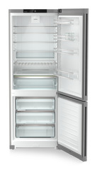 Produkt-Bild, Perspektive: gerade offen leer, Kühl-Gefrierkombination mit EasyFresh und NoFrost, Gehäusefarbe: Silver, Türfarbe: Steelfinish