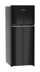 Product image, Perspective: oblique closed, Fridge-freezer with NoFrost, Casing colour: grey, Door colour: Black Gloss