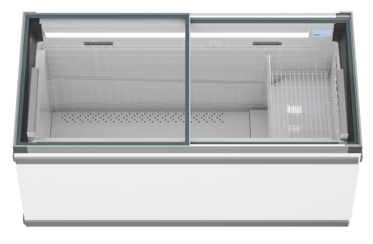 Produktbild, Perspektiv: Framifrån, stängd, Kyl- och frysboxar till stormarknader, Färg på hölje: Vit