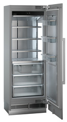 Produkt-Bild, Perspektive: schräg offen leer, Integrierbarer Gefrierschrank mit NoFrost, Gehäusefarbe: Grau