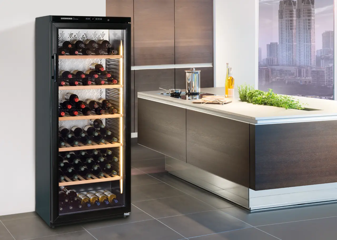 Product image, Perspective: milieu, Wine storage cabinet, Casing colour: black, Door colour: black
