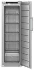 Product image, Perspective: straight open empty, Freestanding freezer with SmartFrost, Casing colour: stainless steel, Door colour: stainless steel
