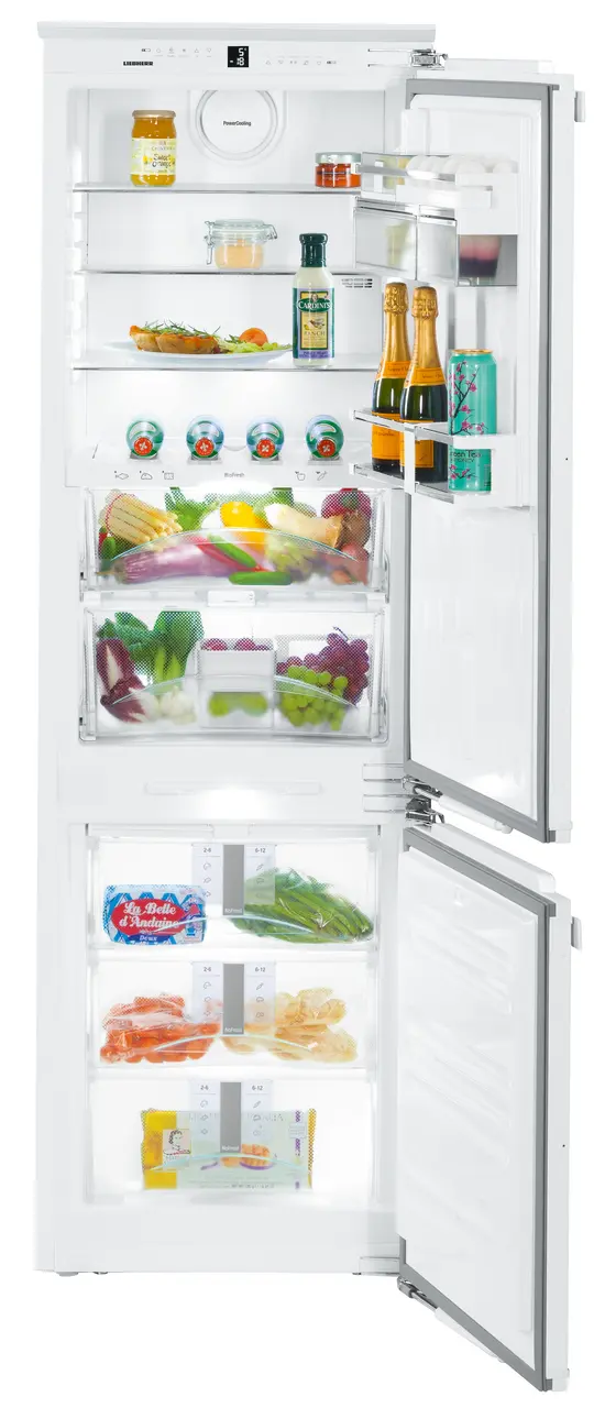 Product image, Perspective: straight open decorated, Combined refrigerator-freezer with BioFresh and NoFrost for integrated use