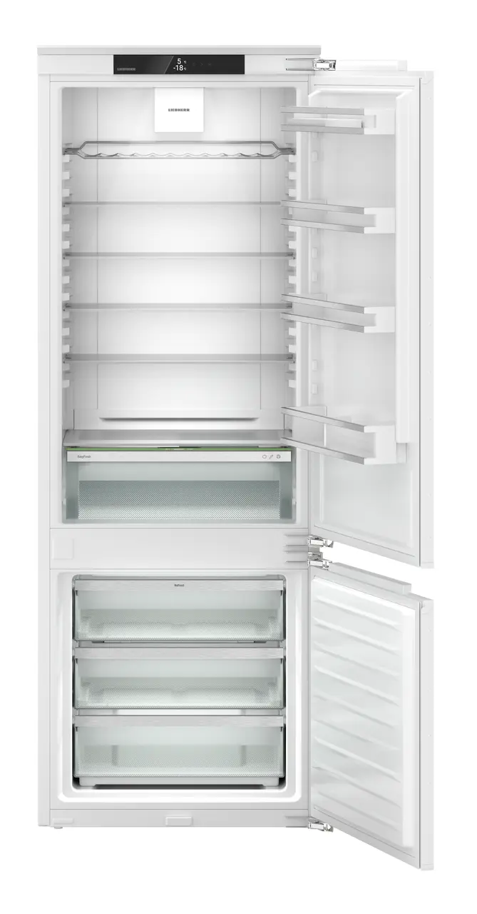Produkt-Bild, Perspektive: gerade offen leer, Integrierbare Kühl-Gefrierkombination mit EasyFresh und NoFrost
