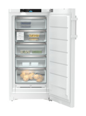 Product image, Perspective: straight open decorated, Freestanding freezer with NoFrost and EasyTwist-Ice, Casing colour: white, Door colour: white