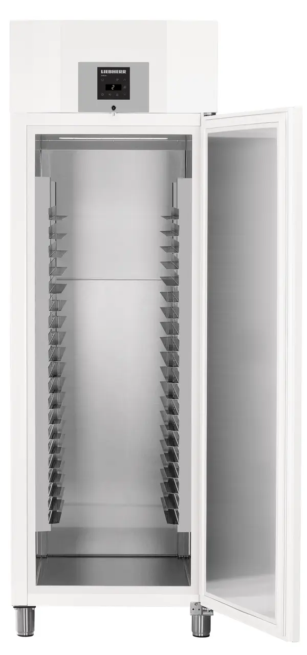 Product image, Perspective: straight open empty, Forced-air bakery standard refrigerator, Casing colour: white