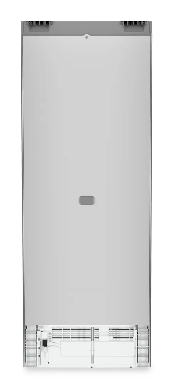 Product image, Perspective: back side, Combined fridge-freezers with EasyFresh and NoFrost, Casing colour: silver, Door colour: stainless steel