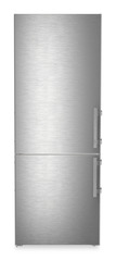 Product image, Perspective: straight closed, Combined fridge-freezers with EasyFresh and NoFrost, Casing colour: silver, Door colour: stainless steel