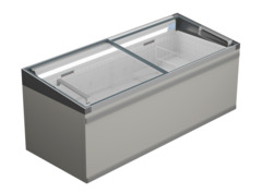 Изображение на продукта, Перспектива: Странично, затворен, Хладилна и фризерна ракла за супермаркет, Цвят на корпуса: сив