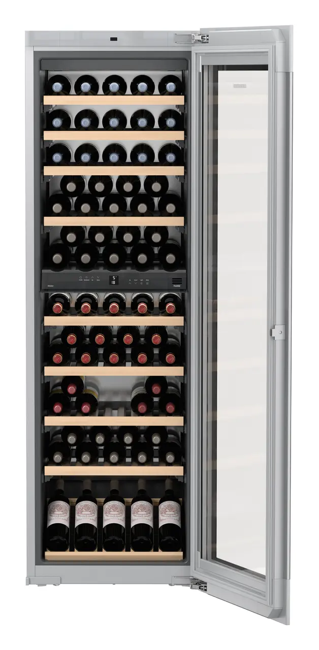 Product image, Perspective: special form, Built-in multi-temperature wine cabinet, Casing colour: silver, Door colour: GlassBlack