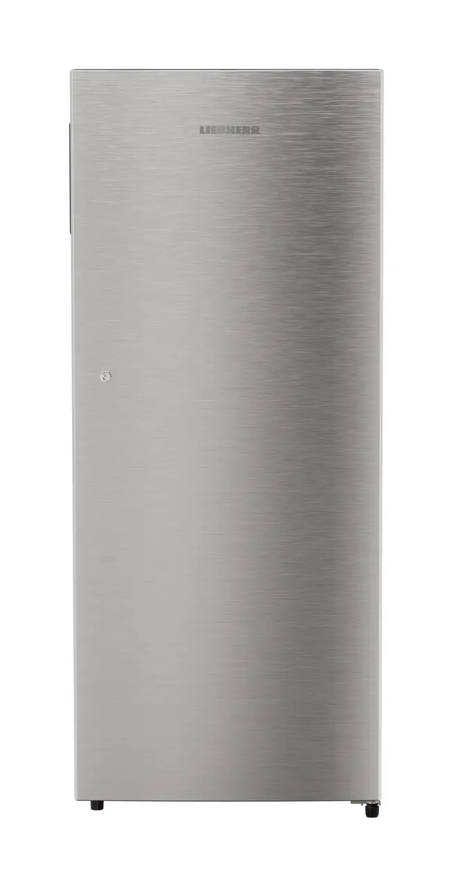 Product image, Perspective: straight closed, Single-door refrigerator 222 l in 3 star with VegFresh box, Casing colour: grey, Door colour: Stainless Steel