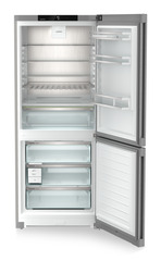 Product image, Perspective: straight open empty, Combined fridge-freezers with EasyFresh and NoFrost, Casing colour: silver, Door colour: stainless steel