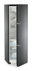 Product image, Perspective: oblique half-open empty, Freestanding refrigerator with BioFresh Professional, Casing colour: BlackSteel, Door colour: BlackSteel