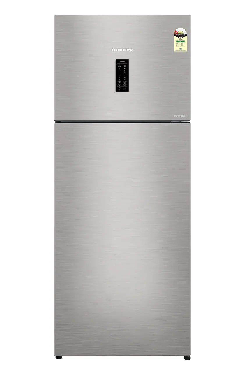 Product image, Perspective: straight closed, Fridge-freezer with NoFrost, Casing colour: grey, Door colour: Stainless Steel