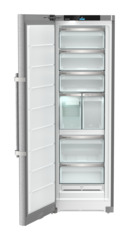Product image, Perspective: straight open empty, Freestanding freezer with NoFrost and IceTower, Casing colour: stainless steel, Door colour: stainless steel