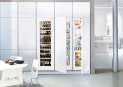 Product image, Perspective: milieu, Built-in multi-temperature wine cabinet, Casing colour: silver, Door colour: white
