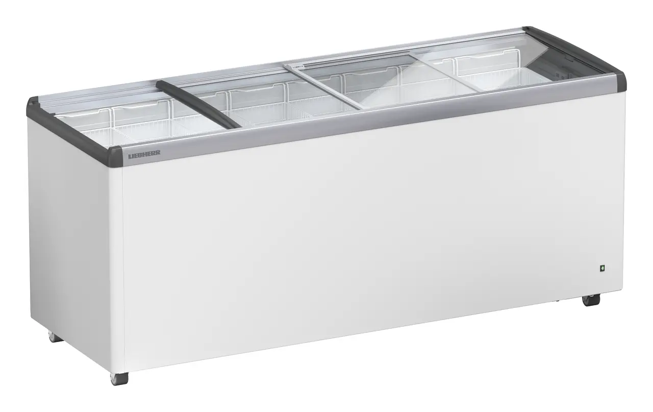 Product image, Perspective: oblique half-open empty, Ice-cream chest freezer, Casing colour: white