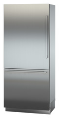 Product image, Perspective: oblique closed, Combined refrigerator-freezer with BioFresh and NoFrost for integrated use, Casing colour: grey