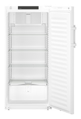 Изображение на продукта, Перспектива: Отпред, отворен, празен, Лабораторен хладилник с охлаждане с рециркулация на въздуха и вътрешна част без източници на запалване, Цвят на корпуса: бял, Цвят на вратата: бял