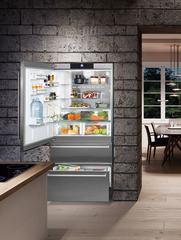 Product image, Perspective: milieu, Fridge-freezer with NoFrost, Casing colour: stainless steel, Door colour: stainless steel