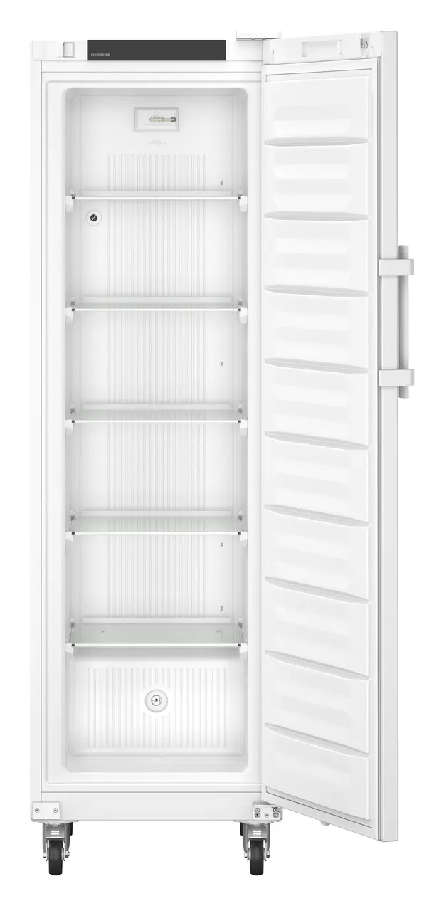Product image, Perspective: straight open empty, Laboratory freezer with an interior free of ignition sources, Casing colour: white, Door colour: white