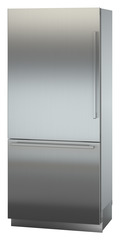 Product image, Perspective: oblique closed, Combined refrigerator-freezer with BioFresh and NoFrost for integrated use, Casing colour: grey
