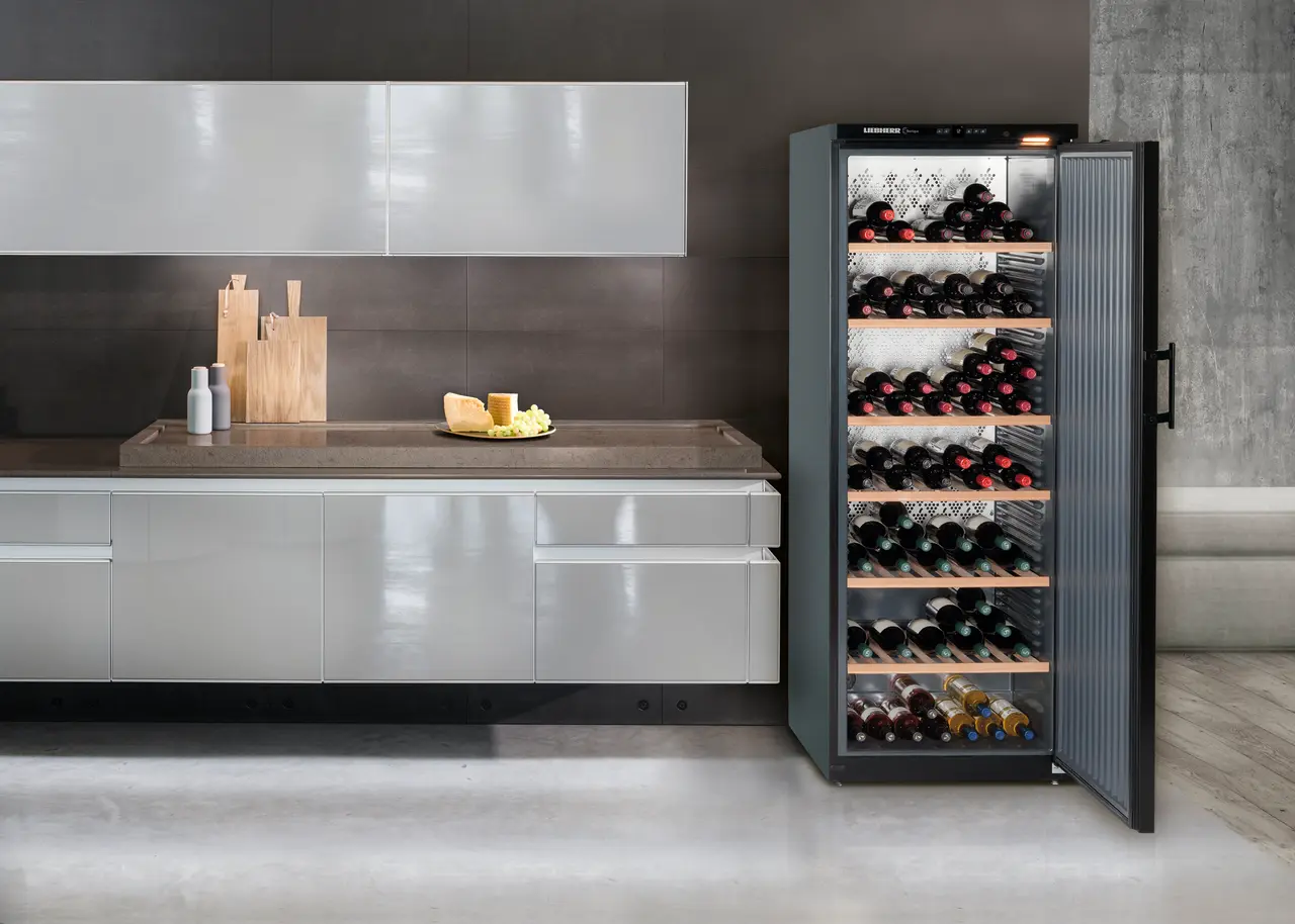Product image, Perspective: milieu, Wine storage cabinet, Casing colour: black, Door colour: black