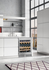 Product image, Perspective: milieu, Built-under multi-temperature wine cabinet, Casing colour: silver, Door colour: silver