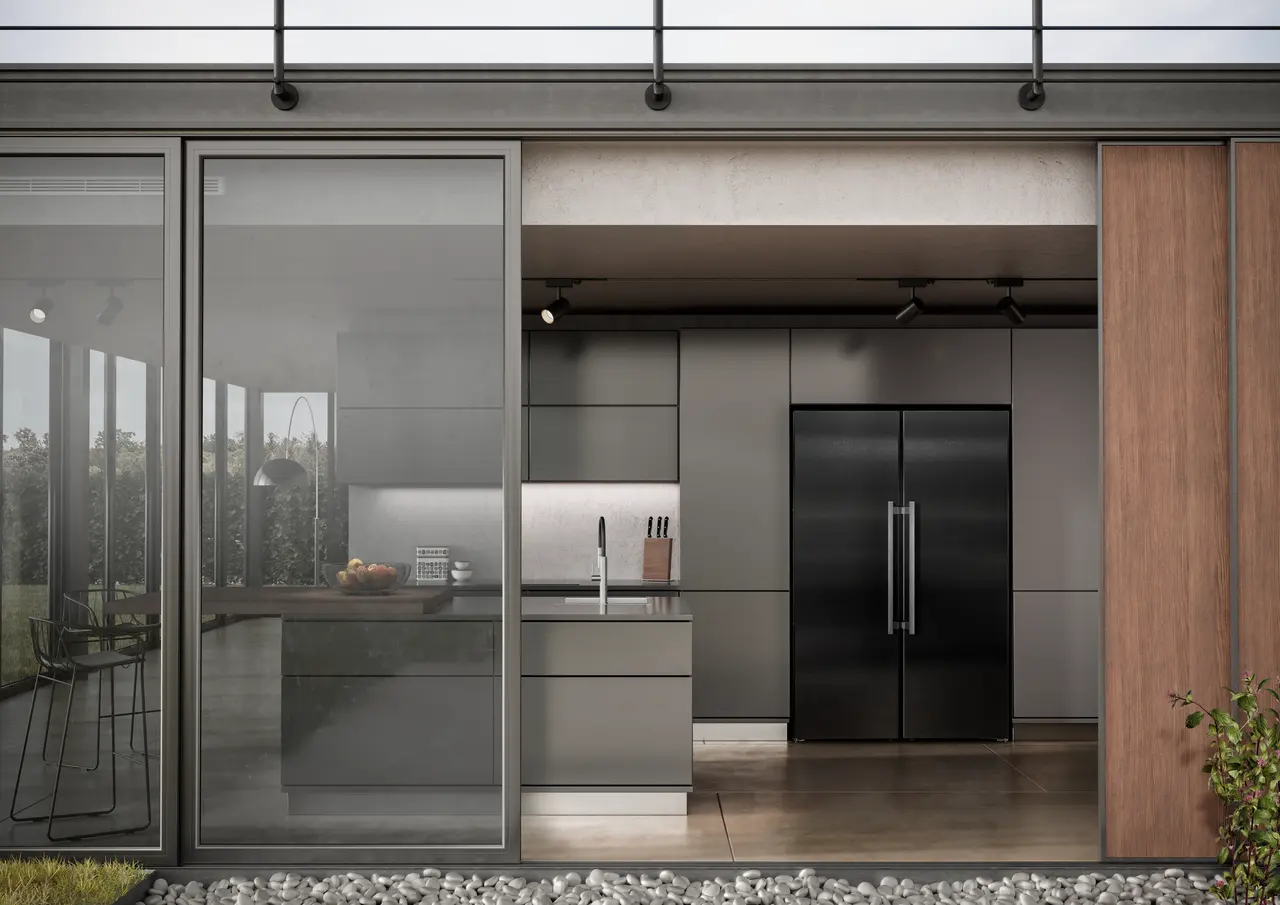 Product image, Perspective: milieu, Side-by-Side combination, Casing colour: BlackSteel, Door colour: BlackSteel