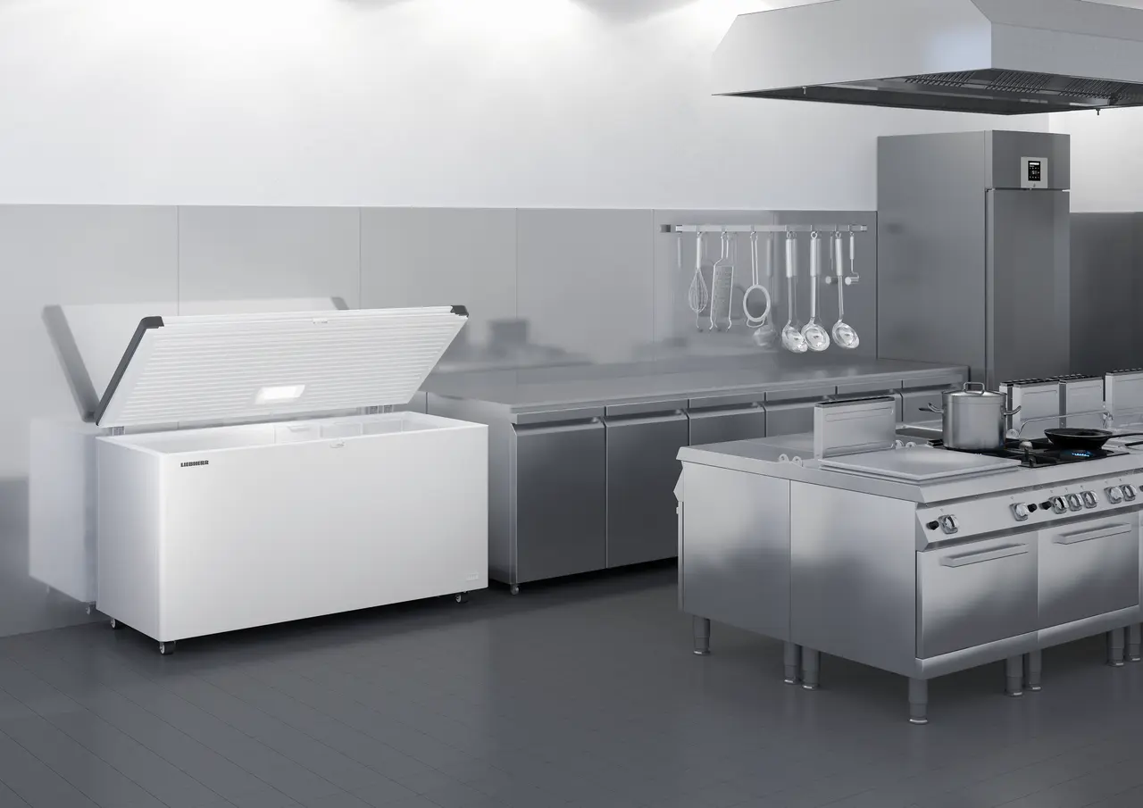 Produkt-Bild, Perspektive: Milieu, Gefriertruhe, Gehäusefarbe: Weiß