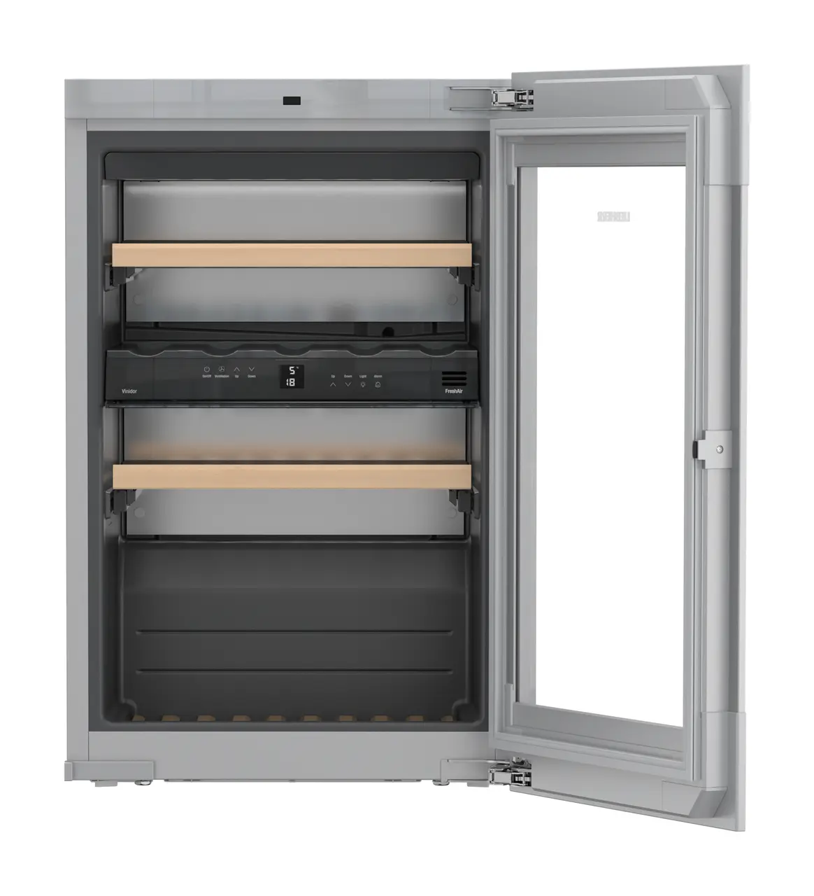 Product image, Perspective: straight open empty, Built-in multi-temperature wine cabinet, Casing colour: silver, Door colour: white