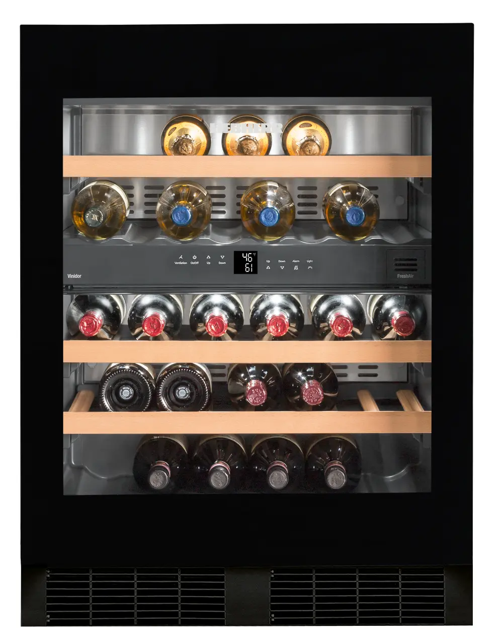 Product image, Perspective: straight closed decorated, Built-under multi-temperature wine cabinet, Casing colour: silver, Door colour: GlassBlack