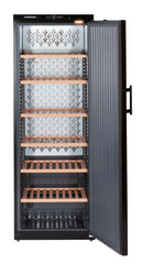 Product image, Perspective: straight open empty, Wine storage cabinet, Casing colour: black, Door colour: black