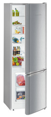 Product image, Perspective: oblique half-open decorated, Automatic refrigerator-freezer with SmartFrost, Casing colour: silver, Door colour: stainless steel look