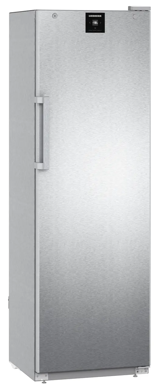 Product image, Perspective: oblique closed empty, Freestanding freezer with SmartFrost, Casing colour: stainless steel, Door colour: stainless steel