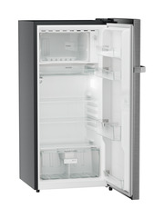 Product image, Perspective: oblique open empty, Single-door refrigerator 191 l in 3 star and horizontal handle, Casing colour: grey, Door colour: Silver Steel